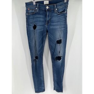 Hudson Nico‎ Midrise Super Skinny Distressed Jeans Blue WM407DED Size 28